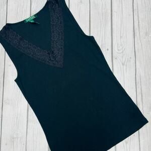 Ralph Lauren Black V-Neck Tank Top Size Medium